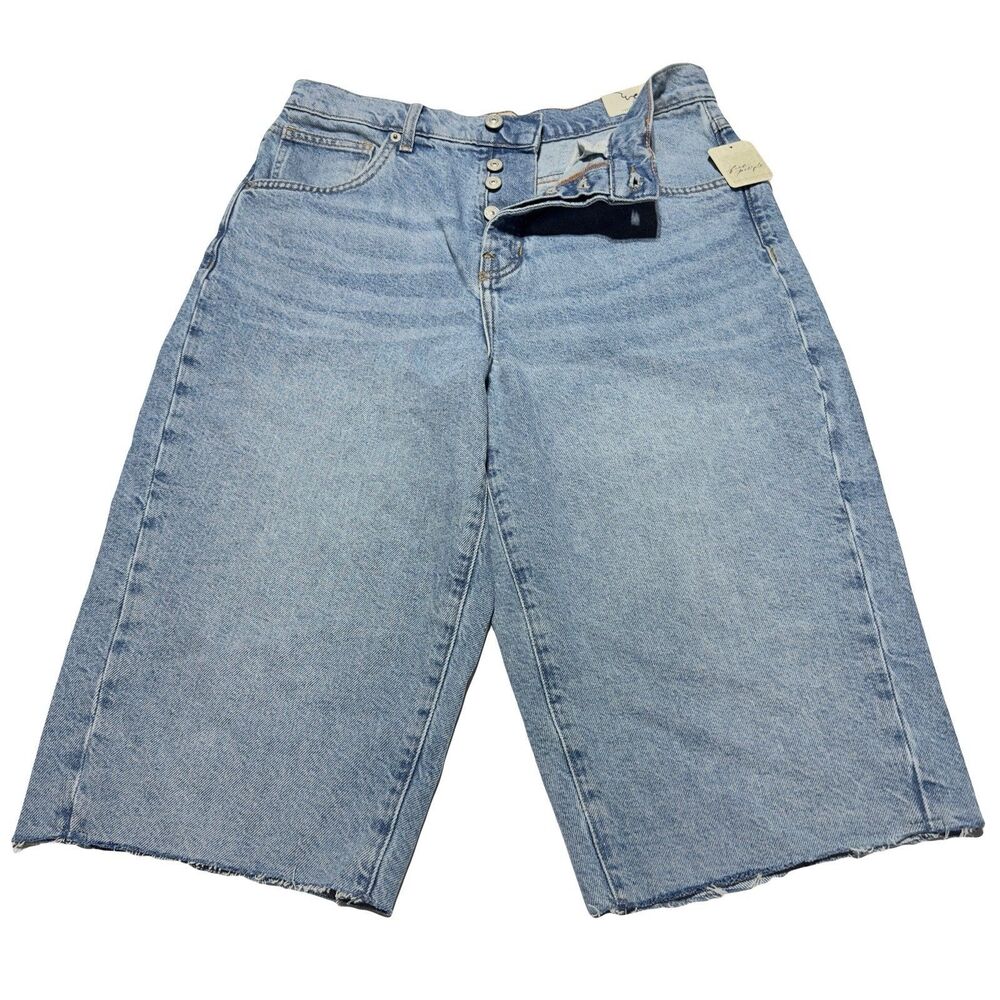 Free People We The Free Jam Session Relaxed Capri Shorts Size 29 Blue NWT